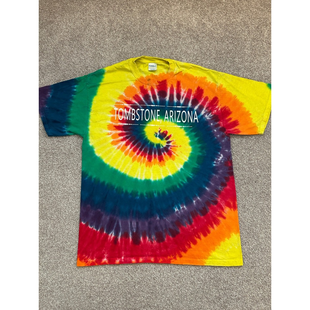 90s Style Tombstone Arizona T-Shirt Mens L Multi Color Excellent Tie Dye